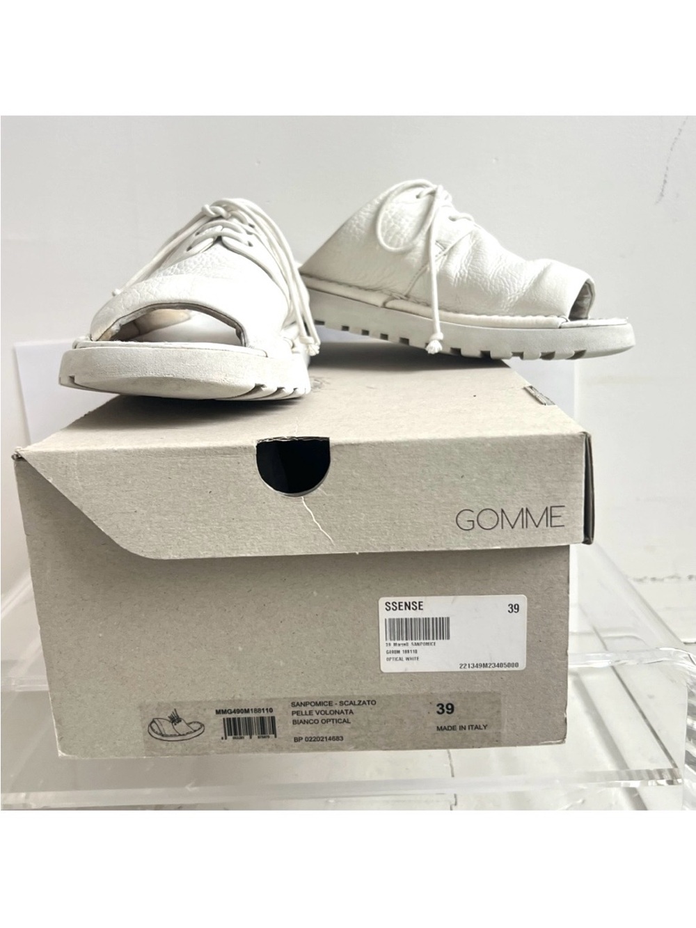 Marsell Lace-Up open toe white leather sandal